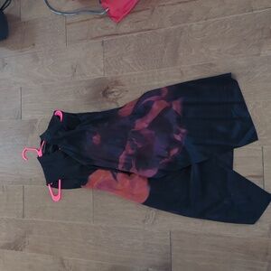 All Saints Novi Wrap Dress 100% silk black red